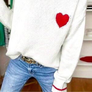 SHEIN Bright White Heart Sweater ♥️ Brand New!! Size Large